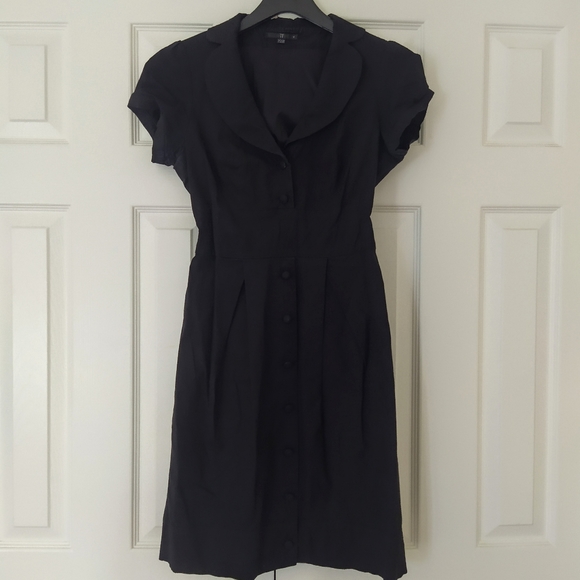 Navy Short Sleeve Button Down Dress - Picture 5 of 6